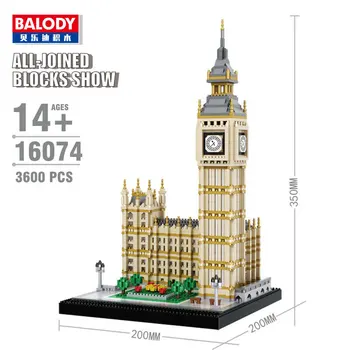 Balody Mini Bloky 3600pcs Architektúry Tehly Hrad Model Big Ben Vzdelávacie Hračka Juguetes Darčeky pre Deti 16074