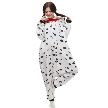 Dospelí Polar Fleece Kigurumi Dalmatínskych Psov Kostým Zvierat Onesies Pyžamo Halloween Karneval Maškaráda Strany Jumpsuit Oblečenie