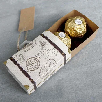 10/50/100KS DIY Mini Kufor Candy Box Čokoláda Box Svadobný Dar Box Candy Balení Taška Prípade Strany Dodáva s Kartou