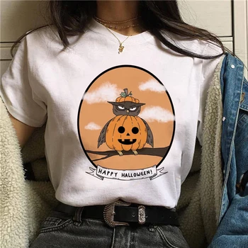 2020 Nové Tričko Čarodejnice Ženy Vtipné Mačku Tlač Tričko Krátky Rukáv Halloween Darček Topy Tees Femme Camisetas Verano Mujer Camisetas