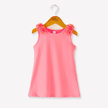 Baby Dievčatá Šaty Mini Vesta Oblečenie 1-5 Rokov Deti, Dievčatá V Lete Candy Farby Bavlny-Line Šaty Pre Deti, Dievčatá T-Shirt Dress