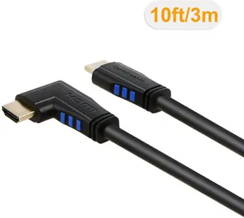 HDMI Kábel Ľavý Uhol 90 Stupňov Vertikálne Ľavej 4K HDMI 2.0 Kábel, Podpora 4K Ultra HD, 3D Videa, Ethernet, Audio Return Channel