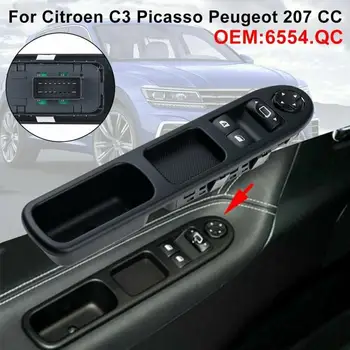 1pc Okno Power Switch Master Control Tlačidlo Pre Peugeot 207 6554QC Automobilový Tovar Okna Konzoly tlačidlo Spínača Kryt Čiapky