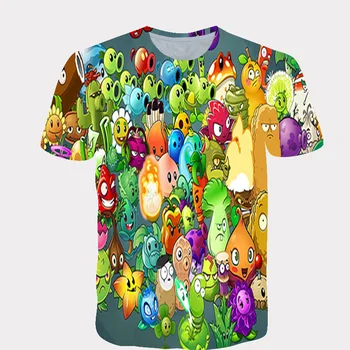 2020 Dieťa Letné Krátke Sleeve T-Shirt Deti Rastliny vs Zombie 3D Tlač Tričká Pre chlapčeka Tričko Dievča Topy Tee 4~14 Rokov