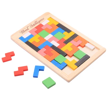 Detská Drevená Tetris, Puzzle, Hračky Farebné Skladačka Rada Deti Deti Magination Duševného Vzdelávacie Hračky Pre Deti Darček