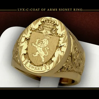 VILAGE Nové 2021 Módne Koruny Lev Štít Odznak Krúžok Golden Royal Tesnenie Mužov Krúžok z Nehrdzavejúcej Ocele Strany Šperky