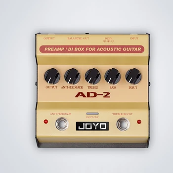 JOYO AD-2 Prenosné Akustická Gitara Pedál Predzosilňovač DI Box Vysoká Citlivosť 2 Etapy EQ Nastavenie Gombíky Účinok Gitarové Pedále Časti