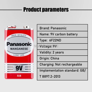 4pcs Panasonic 9V 6F22 Alkalické Batérie pre Alarm Bezdrôtový Mikrofón Ortuť Zadarmo Dlhej životnosti