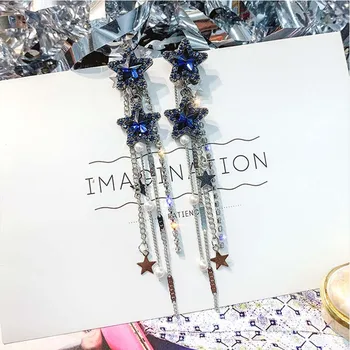 2020 Fashion Star Dlhý Strapec Náušnice Reťazca Vyhlásenie Náušnice Pendientes kórejský Bling Crystal Ženy Drop Náušnice Šperky XH
