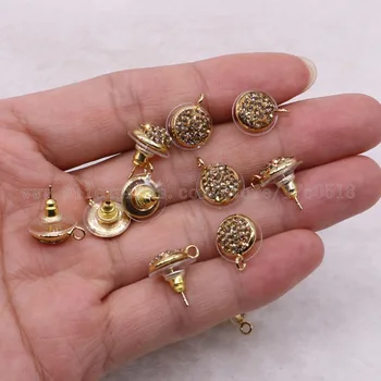 20 párov Okrúhly tvar stud náušnice šperky nájsť 10 zlatých korálikov, ručne drahokamy kameň módne šperky hľadanie klincami 2842