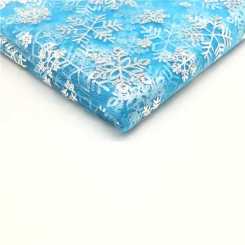 1m/veľa Šírka 150 cm Princezná Šaty Lesk Textílie Modrá Snowflake Organza Textílie Šitie DIY Sukne Ručné Materiál Dekor