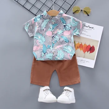Letné detské Oblečenie Set Baby Chlapci Tričko Krátky Rukáv Topy+ Šortky, Nohavice, Oblečenie Set Baby Boy Flamingo Tlač Oblečenie Sady