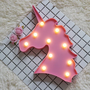 Unicorn Hlavu 3D Zvierat Nástenné Svietidlá Domáce Dekorácie Nočné Svetlo Pre Deti Izby Batérie, Lampy, Plastové Strana Svetla