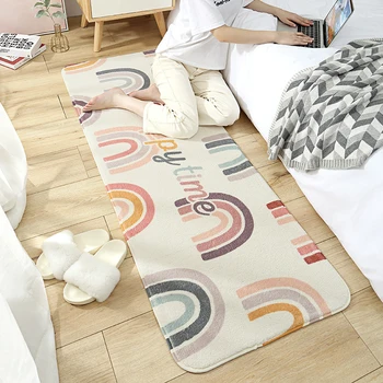 Kreatívne dúhový vzor vlnený koberec domova rohože spálňa posteli koberce dlho, protišmykové plochy koberec rohožky čerstvé načechraný koberec
