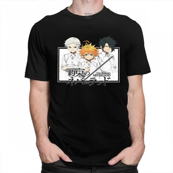 Móda Japonsko, Anime, Manga Zasľúbenej Krajiny Nekrajiny T-Shirt Mužov Krátke Rukávy Emma Norman Ray Bežné Tee Tričko Čistá Bavlna Tričko