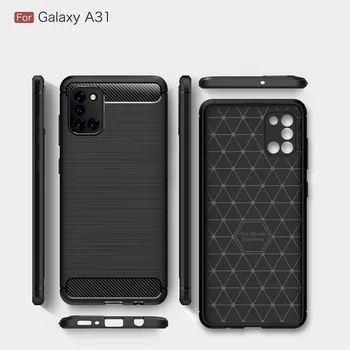 Carbon Fiber obal Pre Samsung Galaxy A31 6.4 inch Prípadoch, Ultra Slim Mäkký Silikónový Kryt Pre Samsung Galaxy A31 Shockproof Puzdro