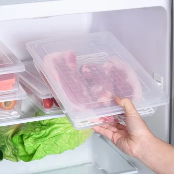 Kuchyňa Obdĺžnikový Chladnička Odvodnenie Zachovanie Plastové Ovocie Box Potravín Hermeticky Mrazené Prijímanie Box