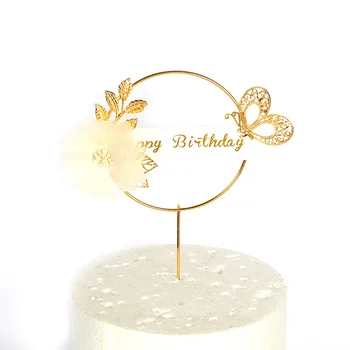 Motýľ Kvet Železa Garland Happy Birthday Cake Vňaťou Kráľovská Princezná Cake Decoration Matky Darček Dievča Láskavosti Strana Dodávky