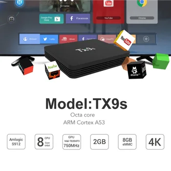 TX9s Android Smart TV Box Amlogic S912 2 GB 8 GB 4K 60fps TVBox 2.4 G Wifi 1000M Asistent Google Voice tanix tx9s tv box