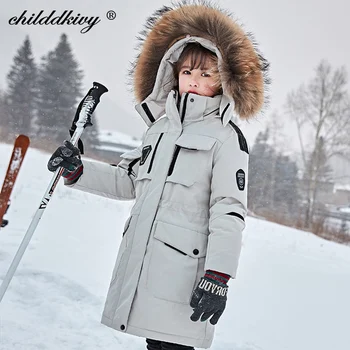 2020 Nové -35 stupňov Detí Nadol Bunda Zimné Oblečenie Vetrovka pre dievčatá, Baby chlapci Coats Lyžiarske oblek Hustú Srsť Dieťa Snowsuit 3-12Y