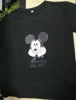 Disney Kawaii Mickey Mouse T-košele pre Ženy Čierna Žena Topy O-krku Lete Bežné Lady T-shirt Harajuku kórejský Štýl Nového Tees