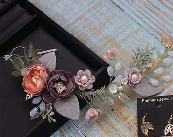 Elegantné fialové kvet vlasy dekorácie, náušnice, sety dievčatá, ženy, strán, svadby vlasy kvet