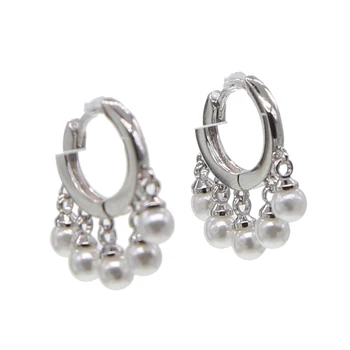 Nový nový pearl kúzlo náušnice s mini kolo obvodové náušnice šperky s zlatá strieborná farba svadobné šperky pre ženy, veľkoobchod