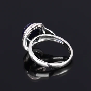 925 Sterling Silver Ring Charms 8x10MM Modrá Pieskovec Žena Svadobné Drahokam Šperky Prstene Ženy 's Party Výročie Darček