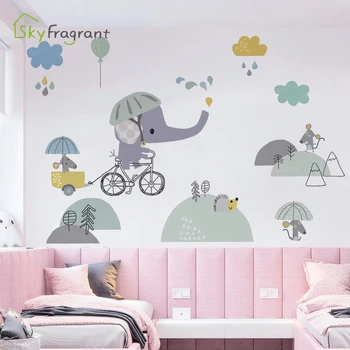 Cartoon baby slona stenu, nálepky, detská izba dekorácie stenu spálne dekor samolepiace nálepky na domov, dekorácie
