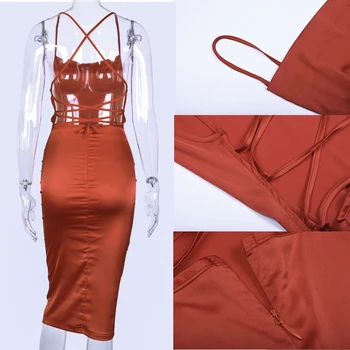 Giyu Sexy Neon Saténové Šaty Žien 2020 Lete Elegantné Špagety Popruh Backless Obväz Dlho Klub Party Šaty Bodycon Vestidos