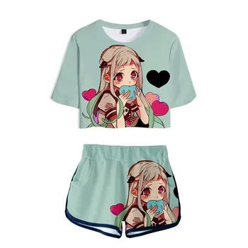 Cezhraničné hot predaj cosplay costumeToilet-Viazané Hanako-kun digitálna tlač 3D otvoriť pupok krátky rukáv T-shirt šortky nastaviť