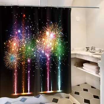 Polyester Plesniam Korektúry Nepremokavé Sprchový Záves Ohňostroj Krásny Vzor Vaňa Opony Pre Kúpeľňa Opony Dekor
