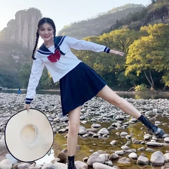 Japonský Školskú Uniformu Sukne Námorník Oblečenie, Kostýmy JK Jednotné Oblek Dievčatá Skladaná Sukňa Anime Cosplay Školáčka Jednotné Topy