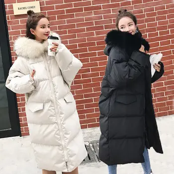 Doplnky, Elegantné Zimné Bundy Bavlna Čalúnená Základné Bundy Kórejský Vetrovka Feminina Kabát Ženy Plus Veľkosť Klobúk Dlho Puffer Bombardér Nadrozmerná