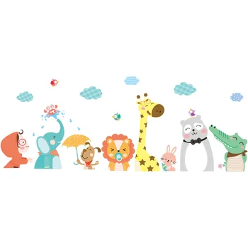 [shijuekongjian] Cartoon Zvieratá Samolepky na Stenu DIY Medveď Žirafa Krokodíla Psa Stenu pre Deti Izbách Dieťa Spálne Dekorácie