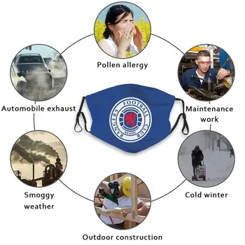 Rangers Football Club Opakovane Masku Na Tvár Umývateľný Vonkajší Nos, Ústa Kryt Unisex Móda Pre Mužov, Ženy, Deti Glasgow