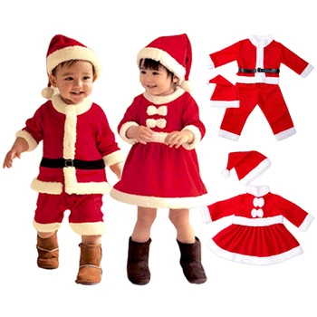 Santa Claus Kostým Batoľa Detský Baby Girls Vianočné Šaty, Kostým Party Červené Šaty nastaviť pre deti darček Nový Rok Oblečenie
