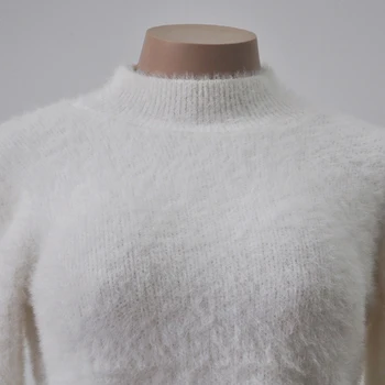 Načechraný Sveter Fuzzy Kožušiny Kórejský Cashmere Sveter Ženy Vytiahnuť Femme Zime Teplé Svetre Mohair Oblečenie, Sveter Vianočné Vytiahnuť 2020