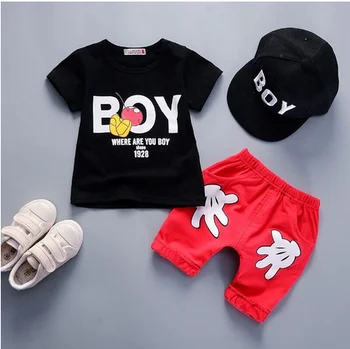 Baby Boy Šaty sady Letných Nové Dojčenské Oblečenie Batoľa Chlapci Bavlna Cartoon topy +2 ks krátke tepláky Pre Deti, Oblečenie