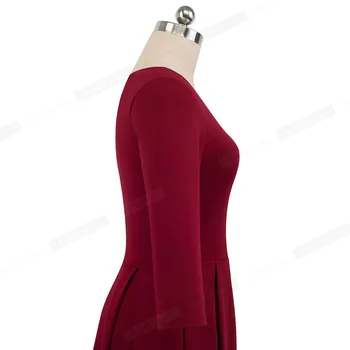 Pekné-navždy Vintage Farbou výstrih Dievčinu Vrecká vestidos A-Line obchod Strany Žien Svetlice Swing Ženy Šaty A126