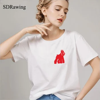 Zábavné, roztomilé Bradáči tlač bavlnené tričká pre ženy psa milovníkov priateľka Grafické Tees lete bežné Ženské Topy