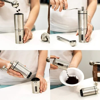 Ručný Mlynček Na Kávu - Ručné Kužeľovej Coffee Bean Brúska S Keramickou Mechanizmus Flafster Kuchyňa - Prenosné Nehrdzavejúcej Ocele Bur