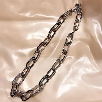 Nové trendy ženy kovové Reťaze Choker Náhrdelník Pre Mužov Hip Hop crystal Kamienkami Vyhlásenie Náhrdelník Šperky
