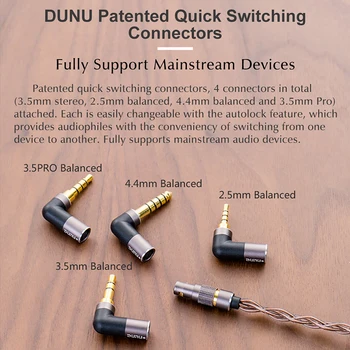 DUNU DK3001 PRO 5 Hybridné Ovládač (1Beryllium DD+4 Knowles BA) In-ear Slúchadlá IME, MMCX Odnímateľný kábel 2.5/3.5/3.5/4.4 konektor