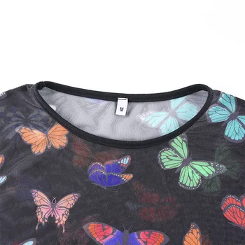 Motýľ Sexy Ženy, Tričko Vidieť Cez Transparentné Oka Topy s Dlhým Rukávom Úplnej Štíhle Dámy Turtleneck T-Shirt Ženy tričko 2020