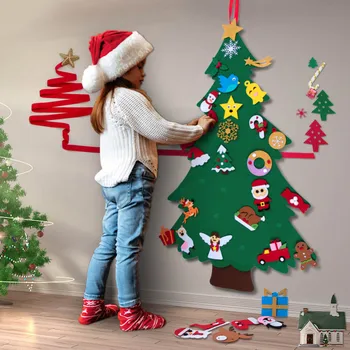 Urob si sám Cítil Vianočný Stromček Dvere Stene Visí Ozdoby, Vianočné Dekorácie pre Domov Umelý Strom Deti Hračky Nový Rok Darčeky