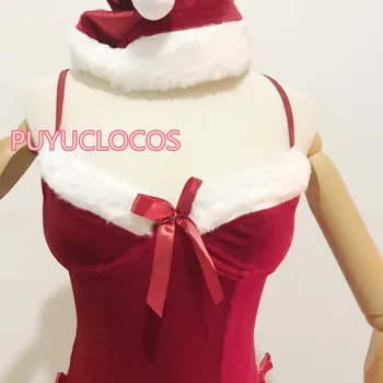 Vianočné Xmas Party Lady Miss Santa Claus Cosplay Kostým Sexy Jednotné Bez Rukávov Slúžku, Servírka Zimné Šaty