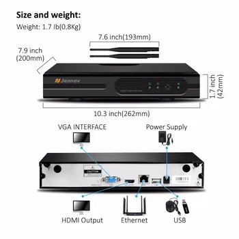 Jennov 4CH H. 264 5MP Vonkajší kamerový Bezdrôtové IP Kamery, Audio-Bezpečnosť WiFi HD Kamery Systému Domov KAMEROVÝ Set NVR Auta