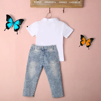 AU Batoľa, Dieťa, Chlapec, 2T-7T Krátky Rukáv T-Shirt Topy + Džínsy, Nohavice, Oblečenie Súpravy Oblečenie