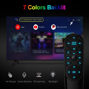 2020 Nové O6 Pro Hlas Diaľkové Ovládanie s Gyroskopom, Podsvietený 2.4 G Air Bezdrôtové Myši IČ Vzdelávania pre Android TV Box